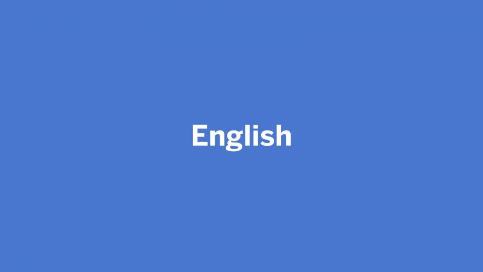 Auf blauem Hintergrund steht auf englisch "Englisch"