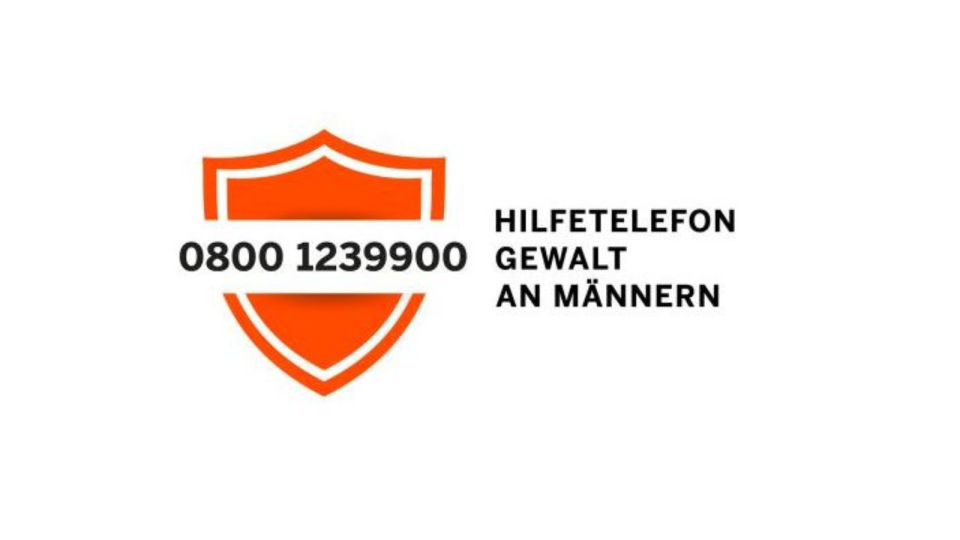 Zu sehen ist das Logo des Männerhilfetelefons. Die Nummer ist 0800 1239900.